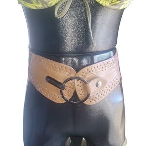 Tan Statement Belt with Ring Detail
